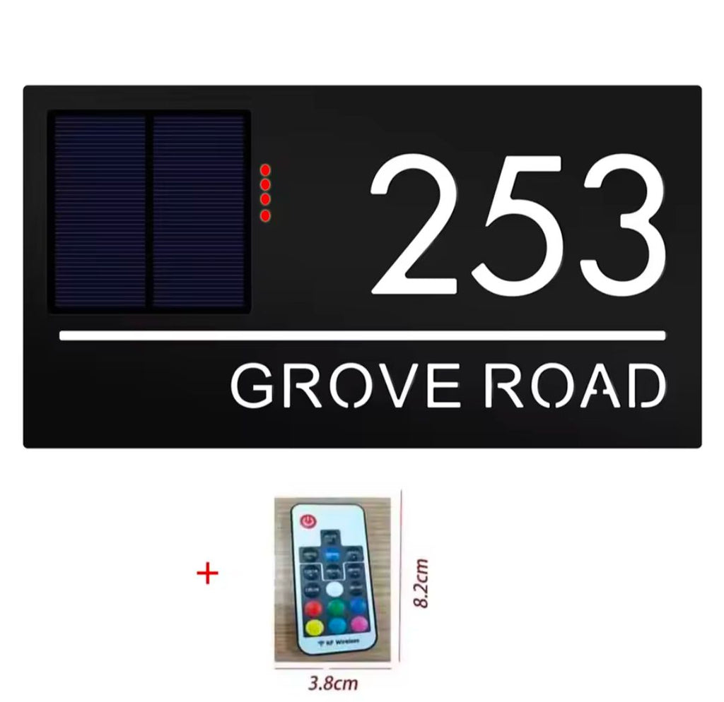 Custom Address Sign Solar LED Light Modern Residential Address Sign 3D ...