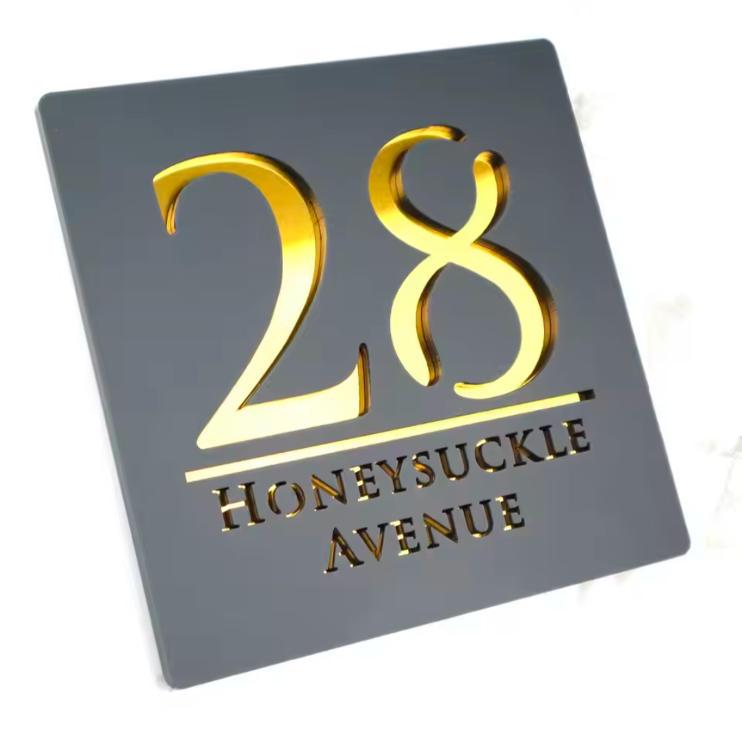 Grey Square Acrylic Address Sign
