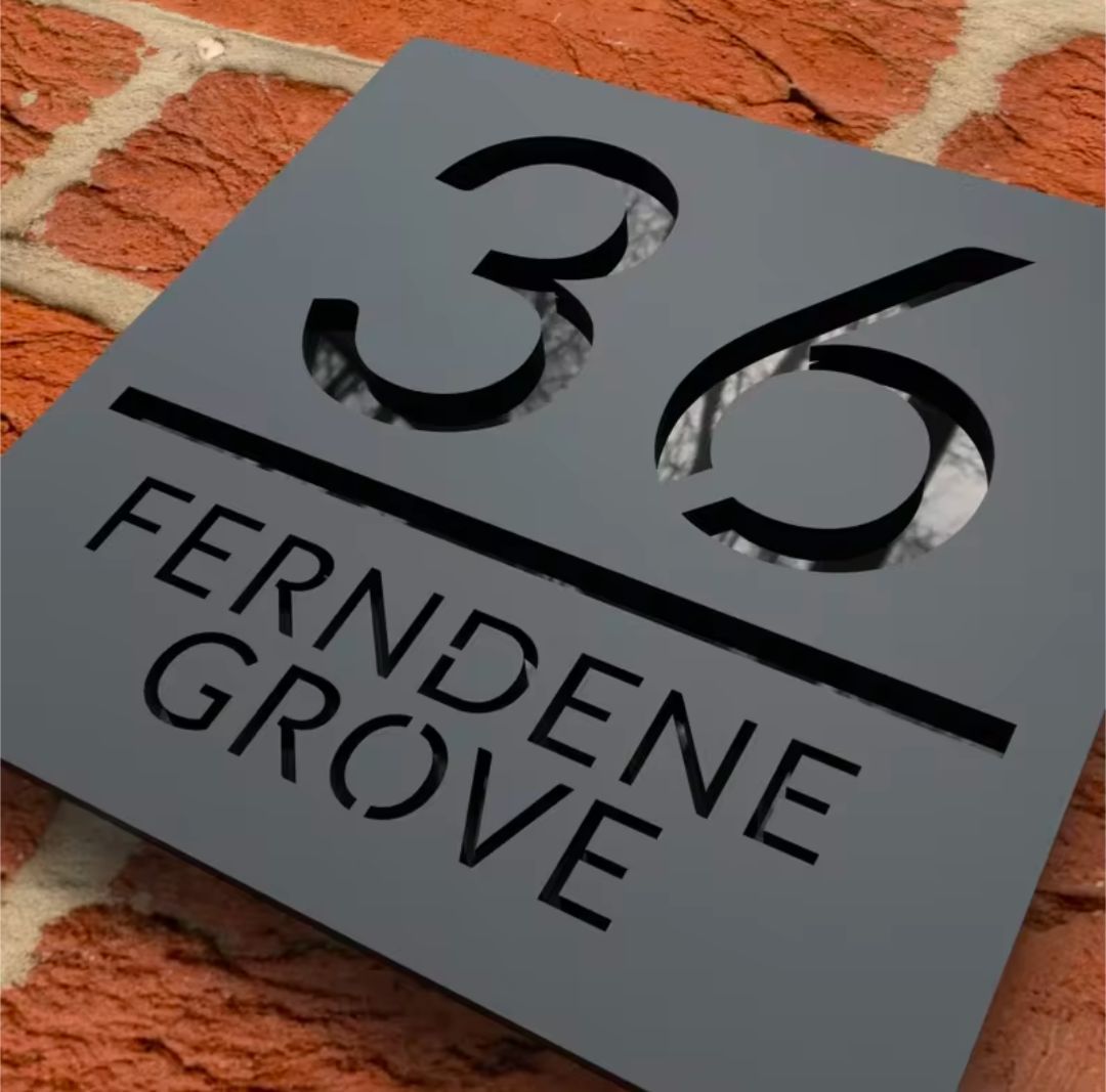 Grey Acrylic Address Sign