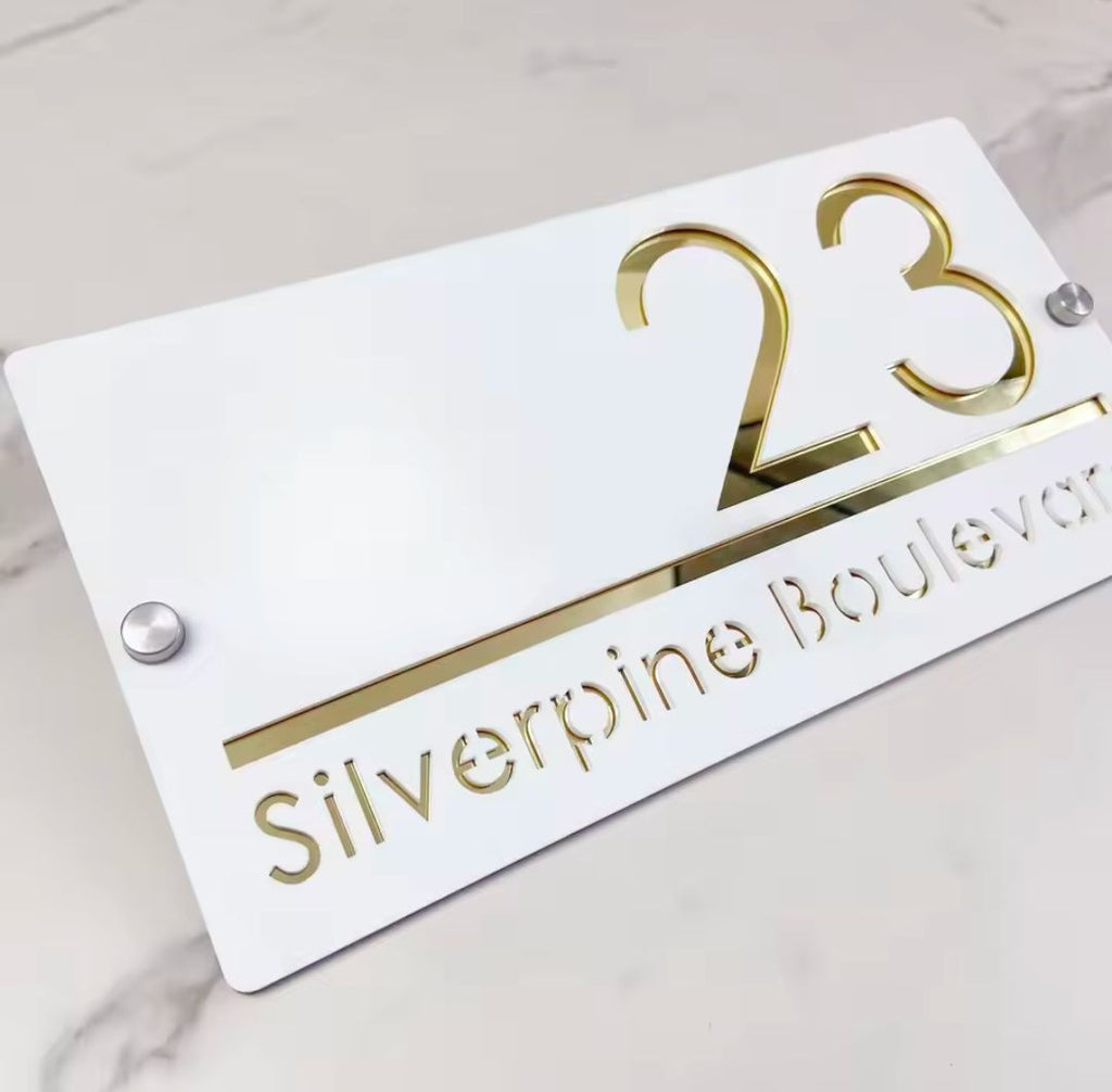 White Acrylic Address Sign