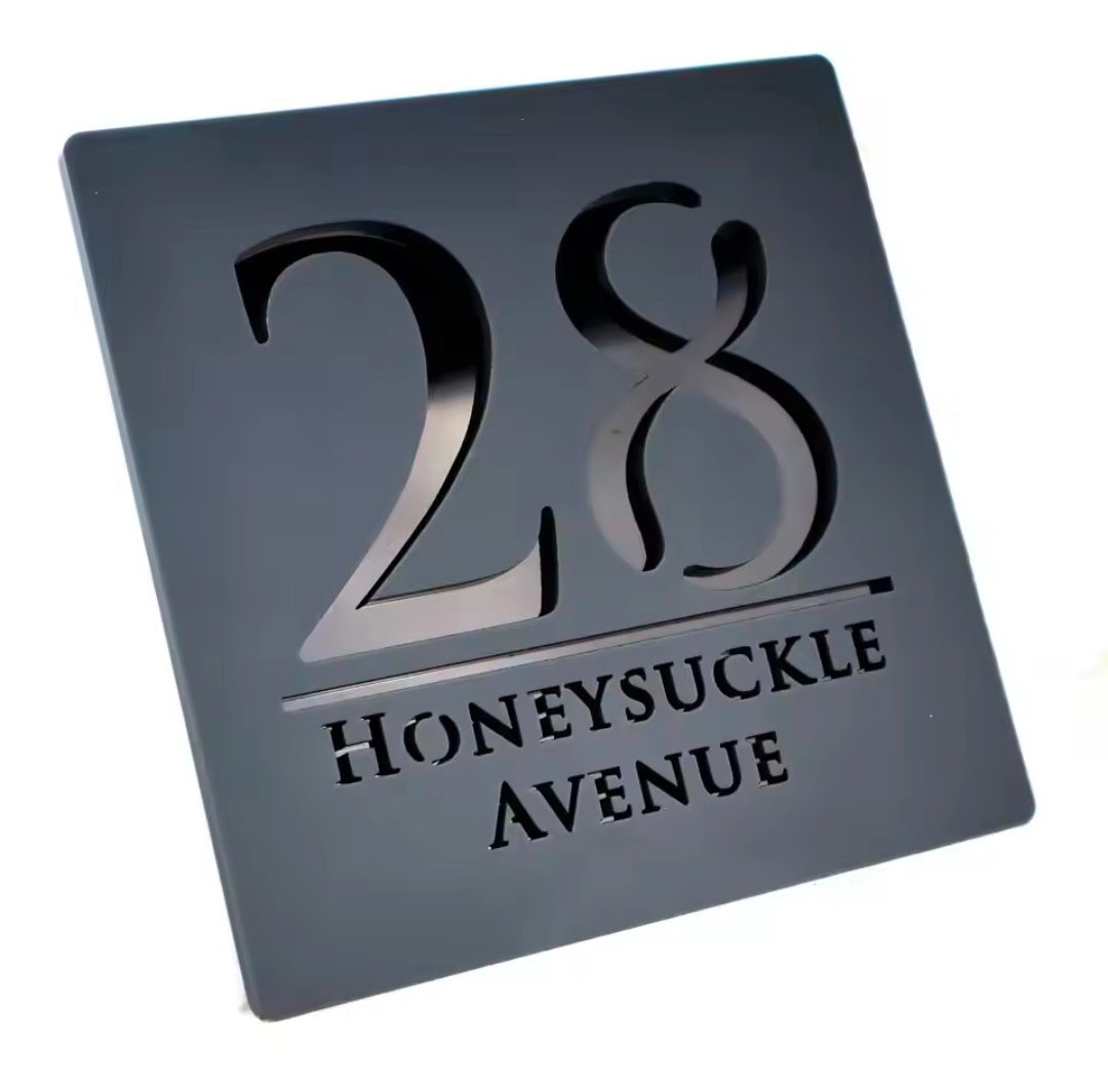 Grey Square Acrylic Address Sign