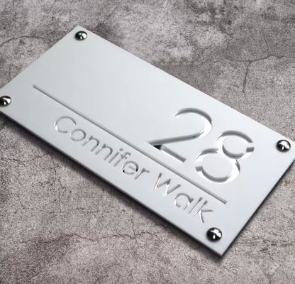 White Acrylic Address Sign
