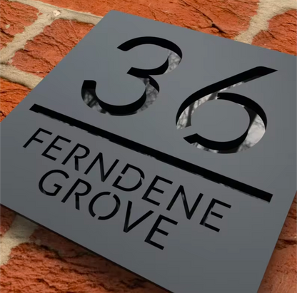 Grey Square Acrylic Address Sign