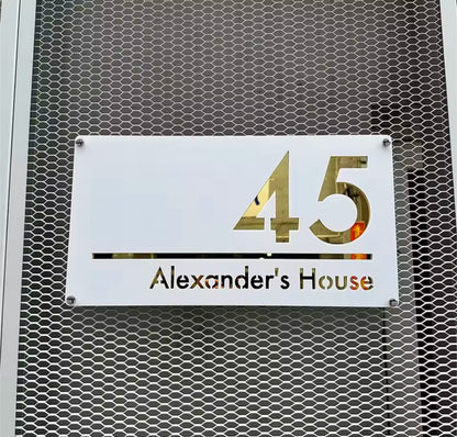 White Acrylic Address Sign