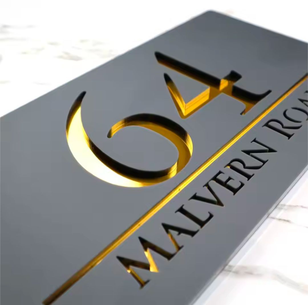 Grey Acrylic Address Sign