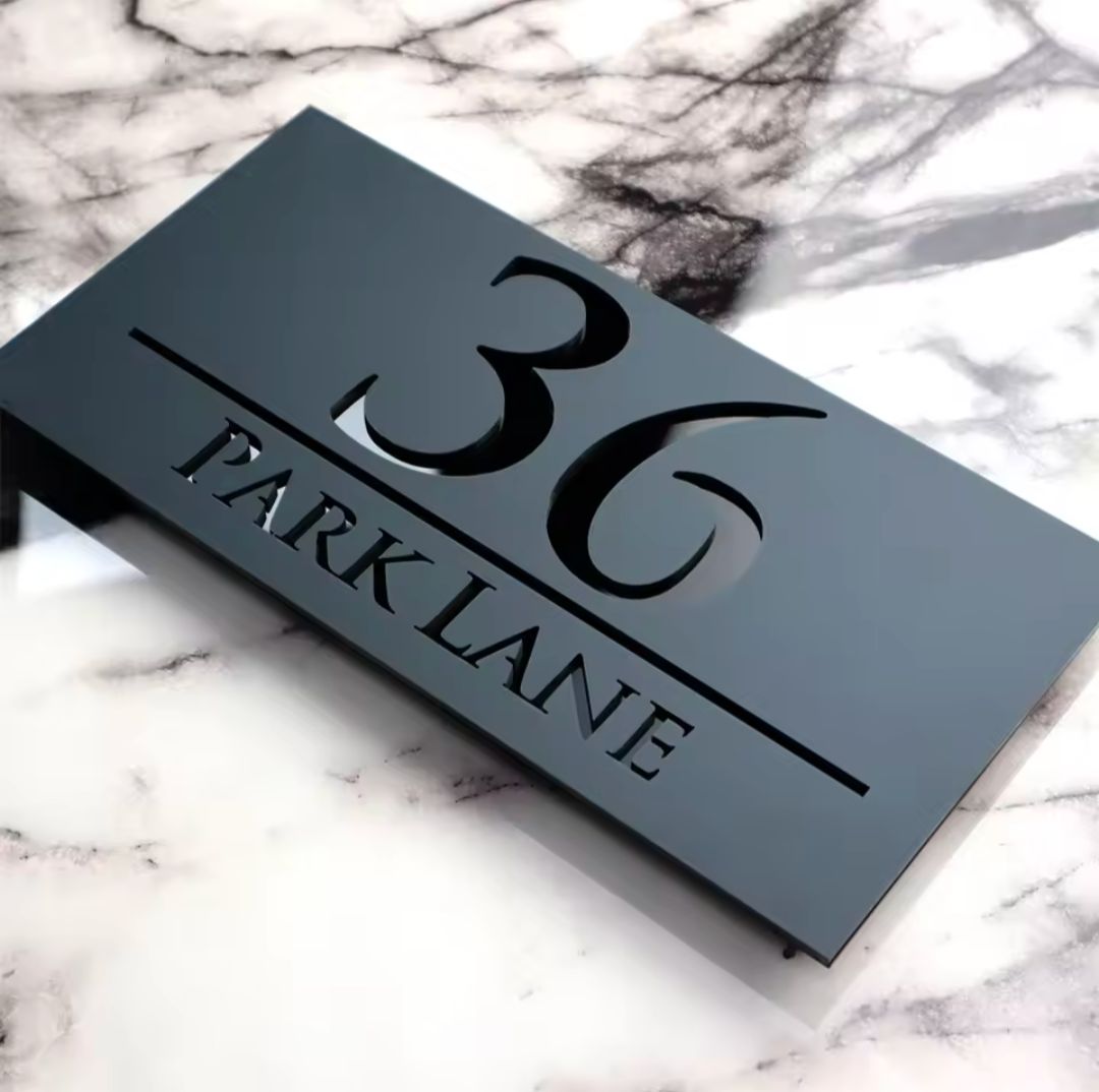 Black Acrylic Address Sign