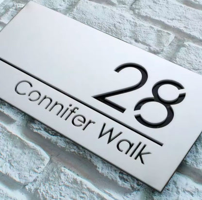 White Acrylic Address Sign