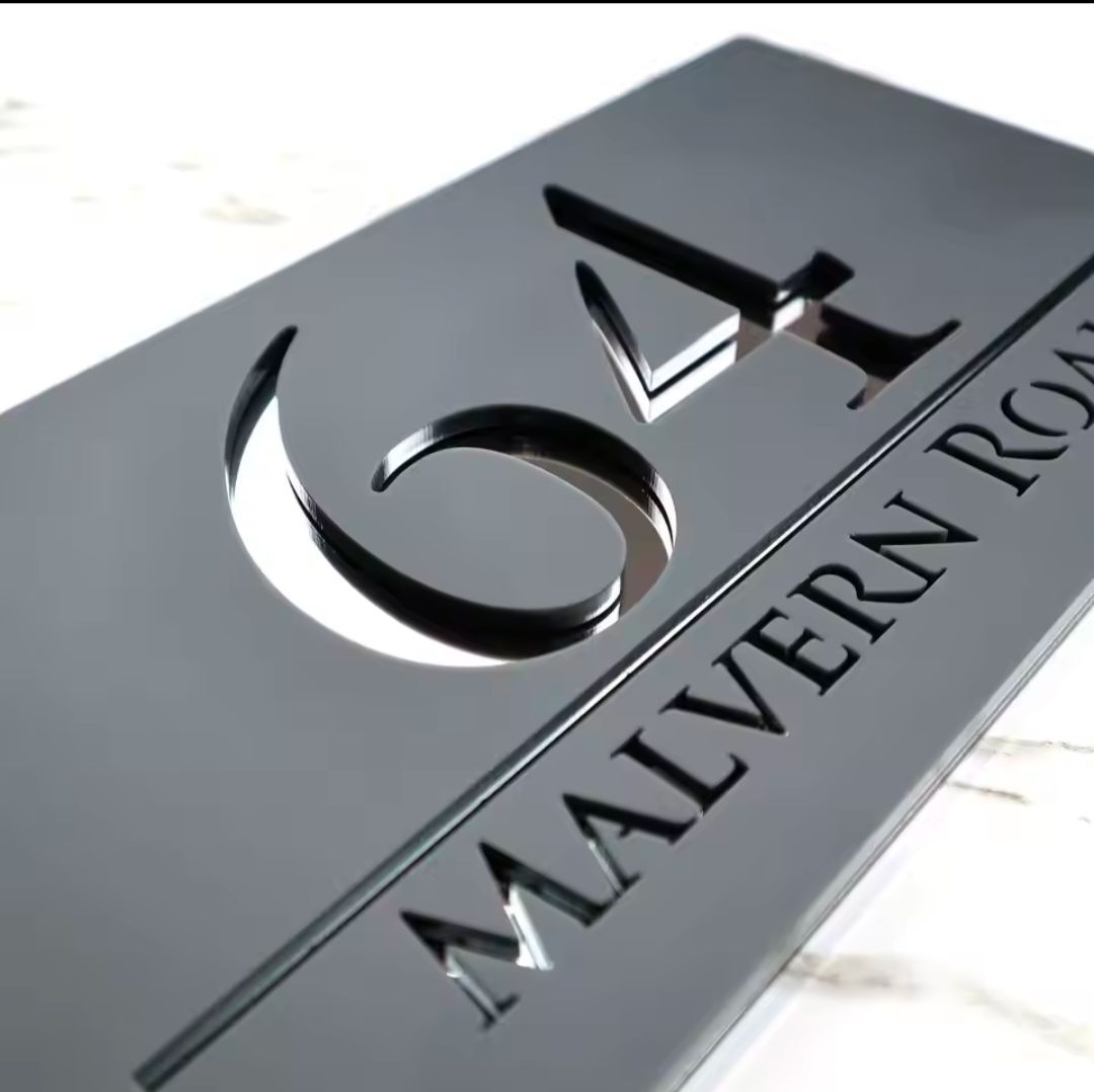 Grey Acrylic Address Sign