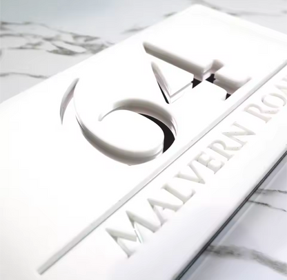 White Acrylic Address Sign
