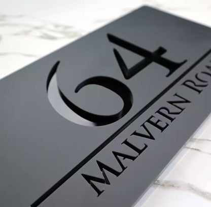 Black Acrylic Address Sign