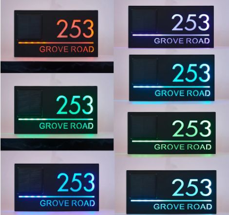 Custom Address Sign Solar LED Light Modern Residential Address Sign 3D ...