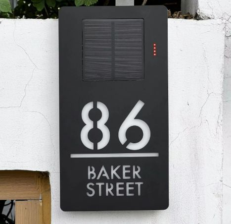 Custom Address Sign Solar LED Light Modern Residential Address Sign 3D ...